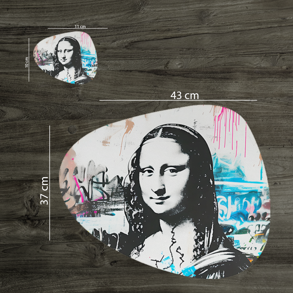 Graffiti Tarzı Modern Mona Lisa İllüstrasyonu Servis Tabağı Altlığı (12 Adet)