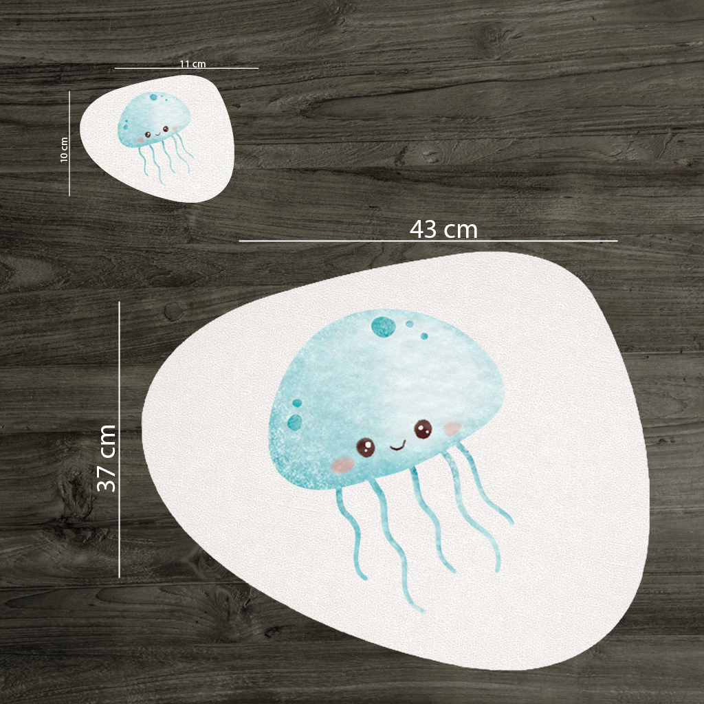 Cute Blue Jellyfish Character Charger Plate Set  12 Pieces