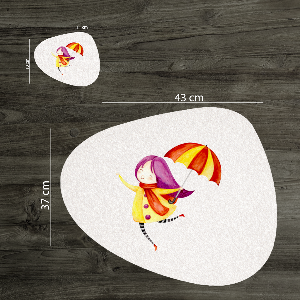 Cheerful Girl with Umbrella Charger Plate Set  12 Pieces