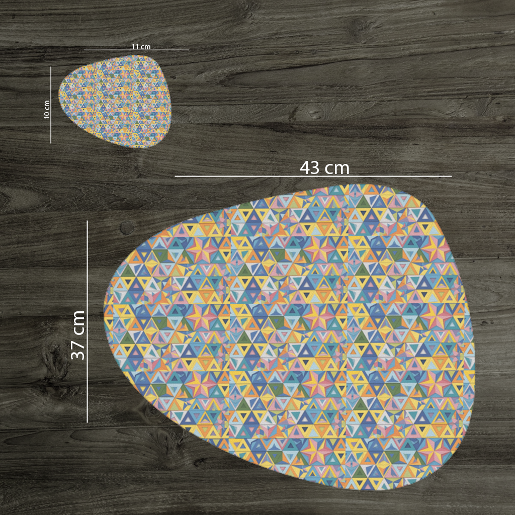Rengarenk üçgenlerin deseni. Servis Tabağı Altlığı (12 Adet)