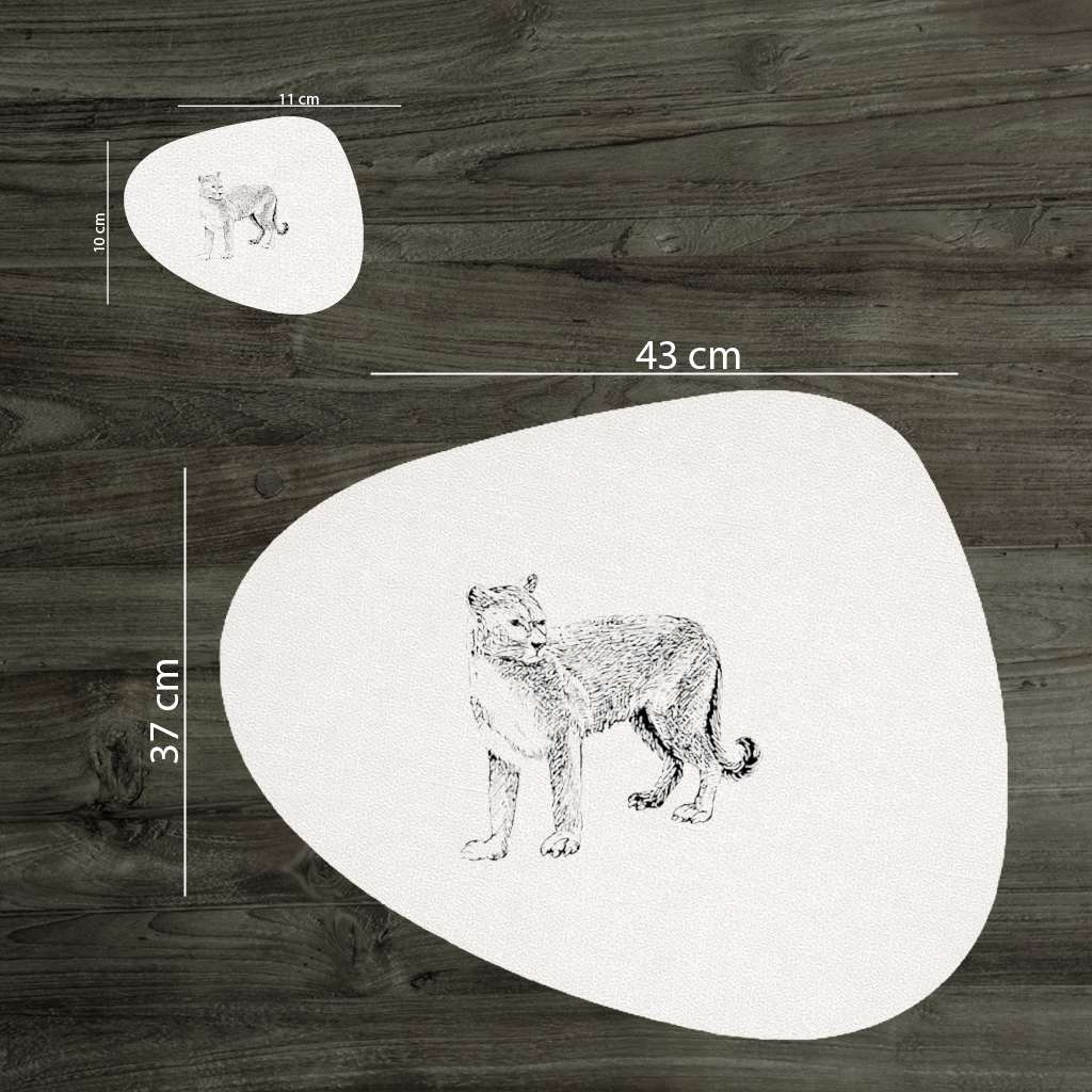 Black and White Wild Cat Sketch Illustration Charger Plate Set  12 Pieces