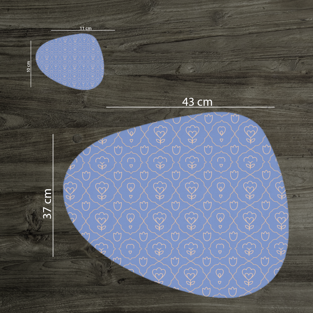 Orange Linear Floral Pattern on Blue Charger Plate Set  12 Pieces