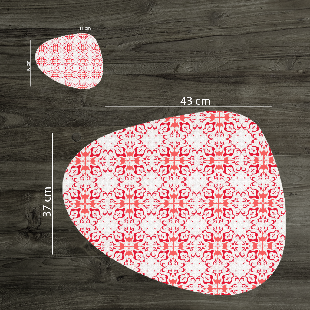 Kırmızı Beyaz Geleneksel Çini Tarzı Desen Servis Tabağı Altlığı (12 Adet)