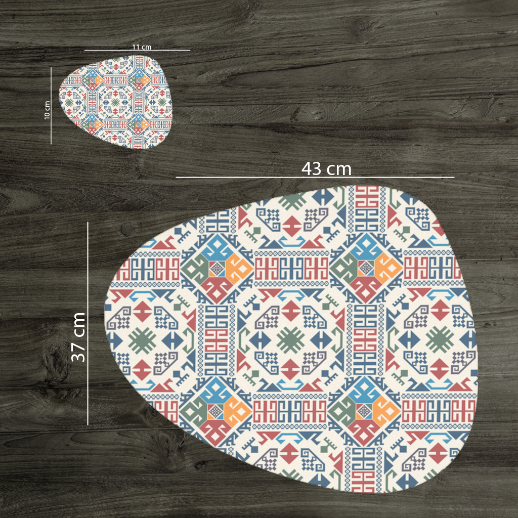 Multicolor Ethnic Geometric Motif Charger Plate Set  12 Pieces