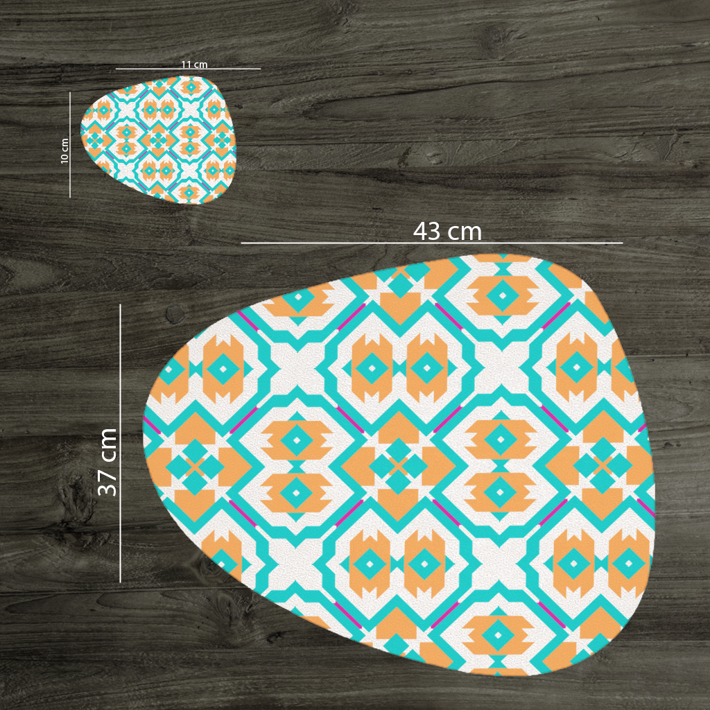Orange and Turquoise Geometric Pattern Charger Plate Set  12 Pieces