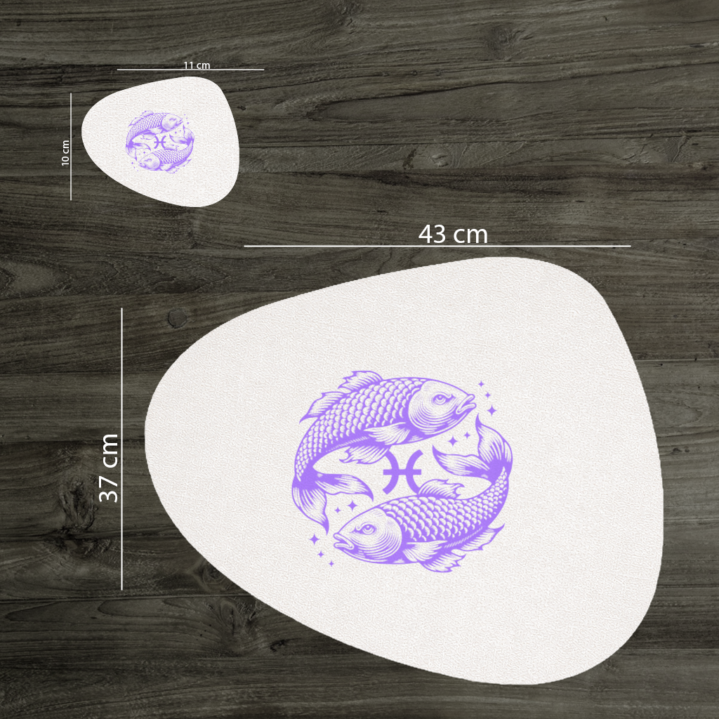 Pisces Zodiac Symbol with Purple Fish Art Charger Plate Set  12 Pieces