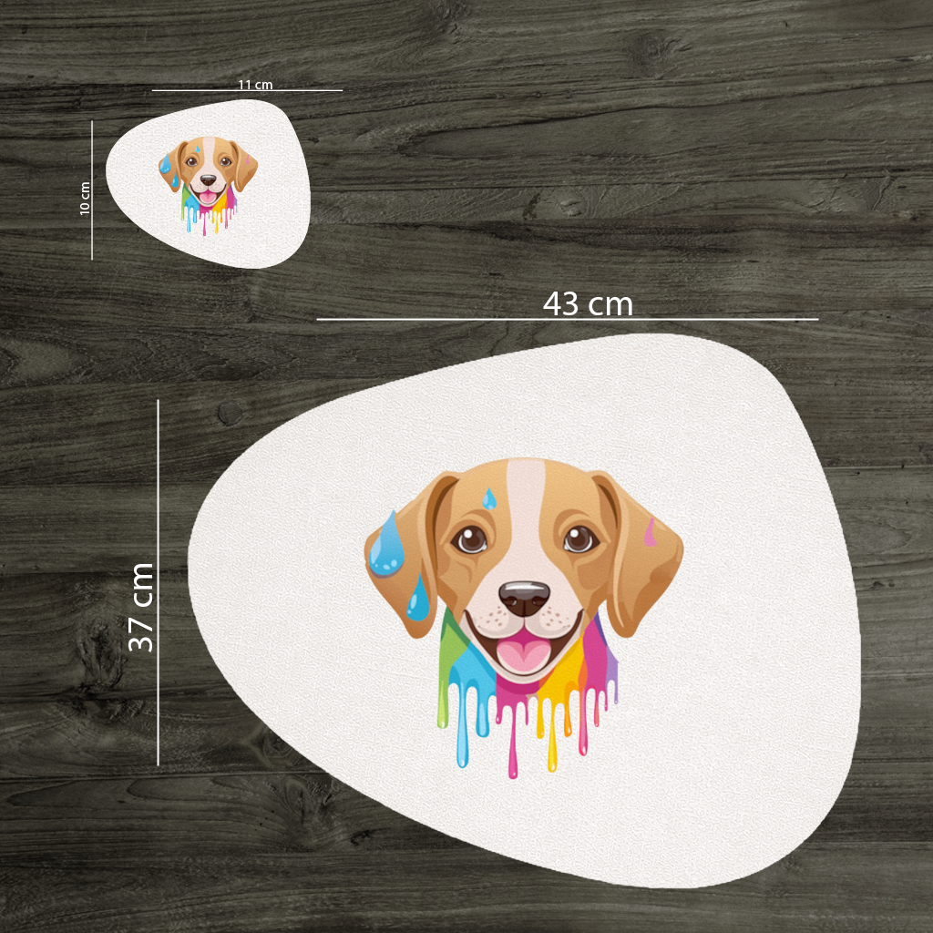 Happy Dog with Colorful Paint Drips Charger Plate Set  12 Pieces