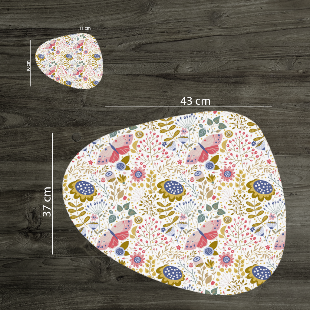 Folk Art Floral and Butterfly Pattern Charger Plate Set  12 Pieces