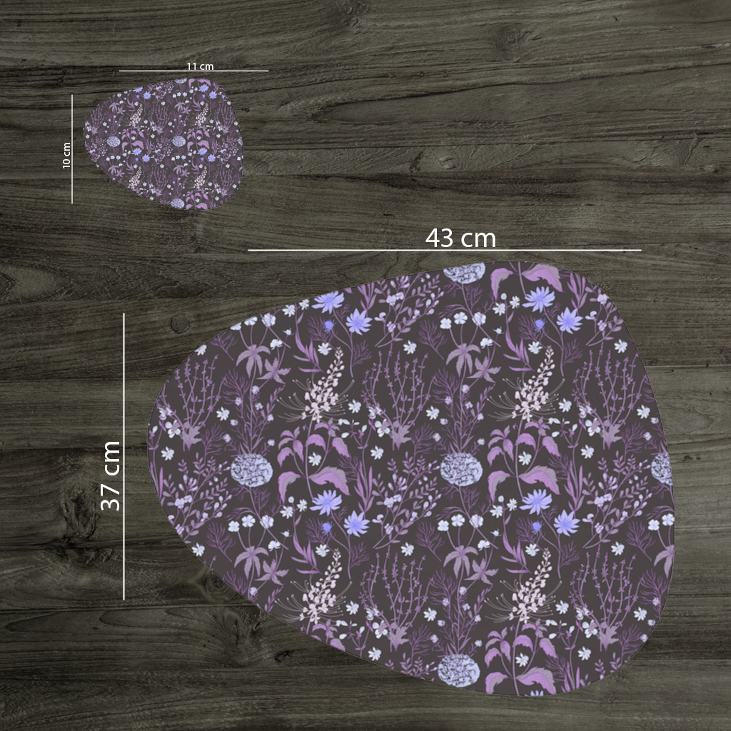 Purple Gothic Botanical Charger Plate Set  12 Pieces