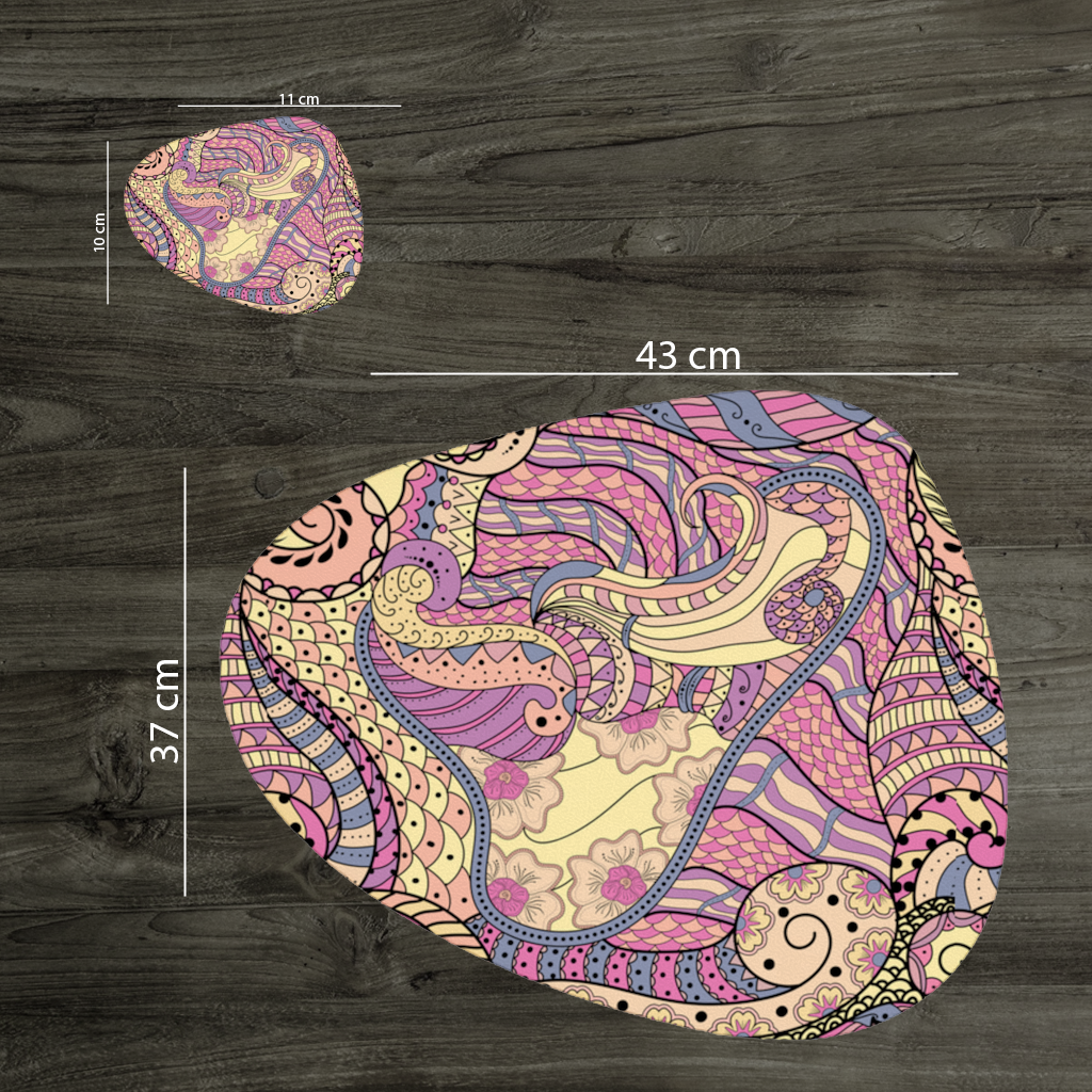 Psychedelic Zentangle Çiçek Servis Tabağı Altlığı (12 Adet)