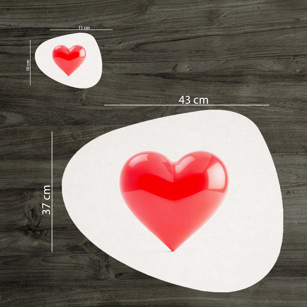 Glossy Red 3D Heart Charger Plate Set  12 Pieces