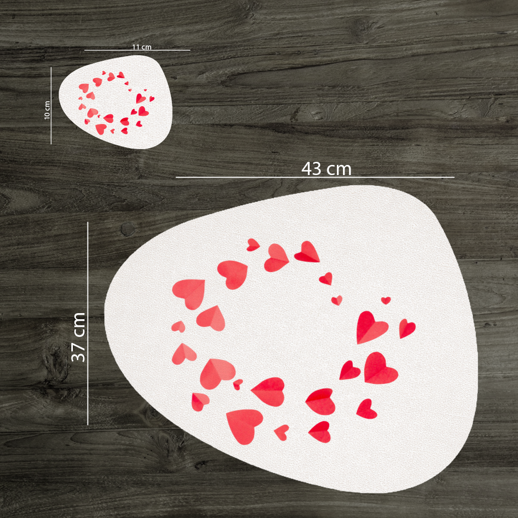 Red Hearts Frame Design Charger Plate Set  12 Pieces