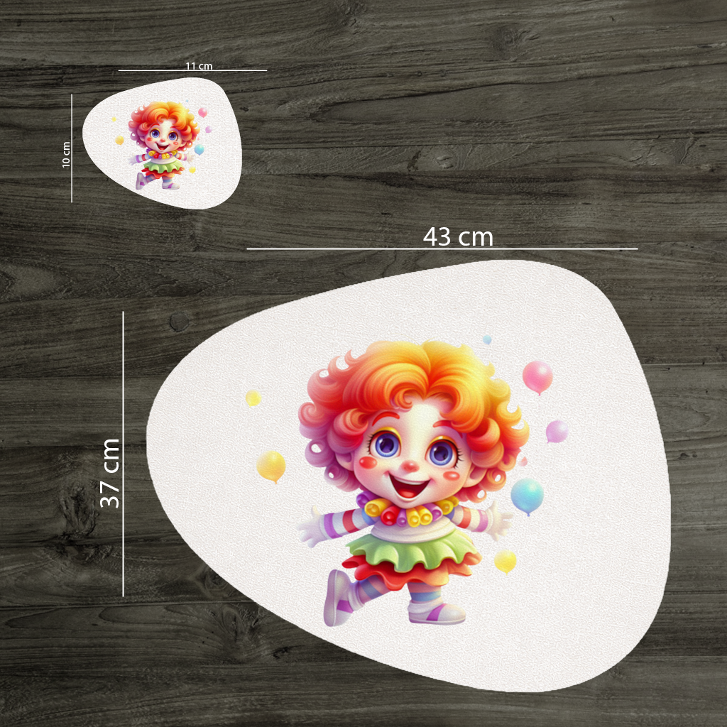 Cute Rainbow Hair Happy Clown Charger Plate Set  12 Pieces