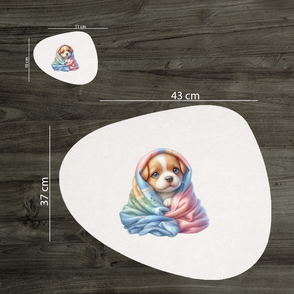Cute Puppy Wrapped in Colorful Blanket Charger Plate Set  12 Pieces