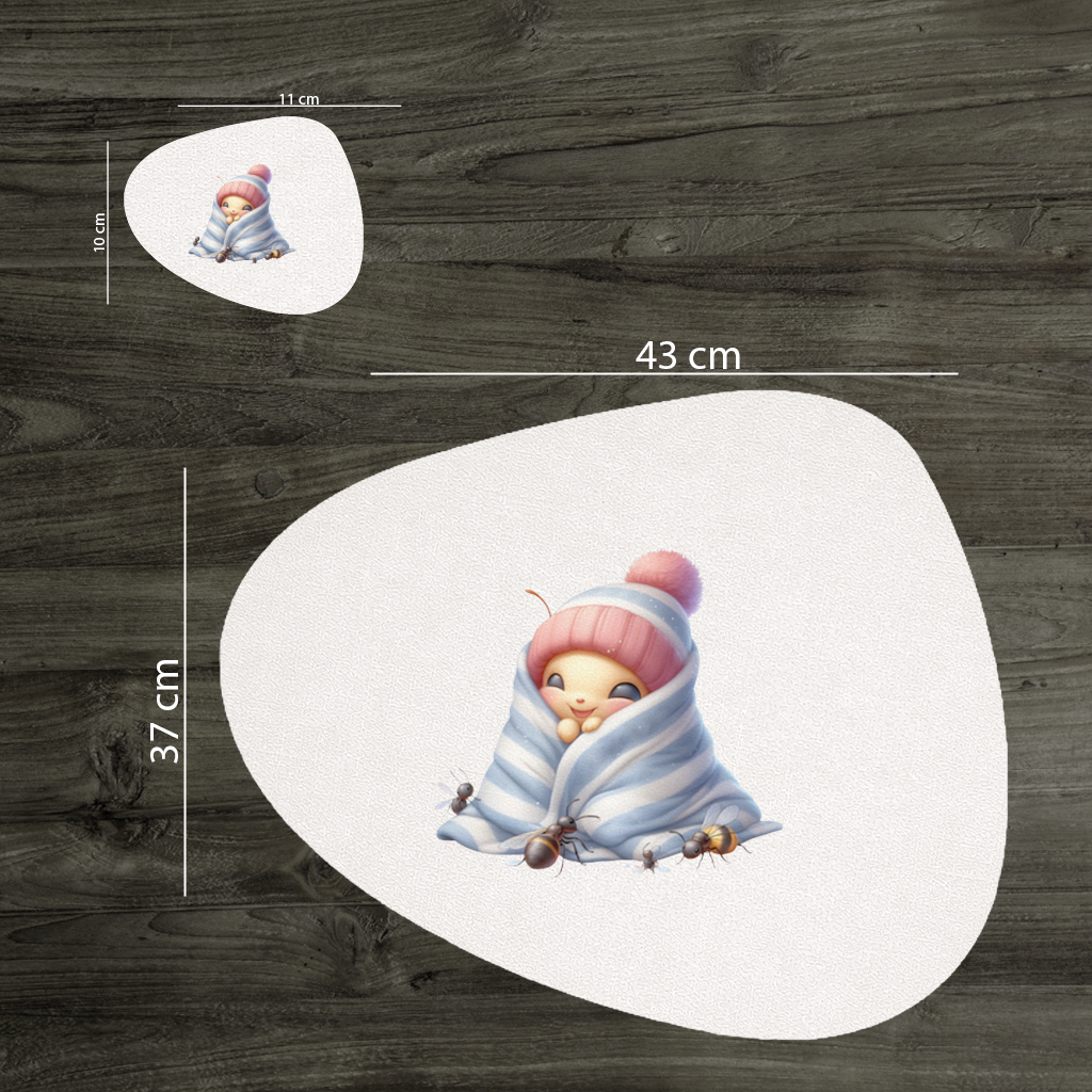Kawaii Baby Bee in Pink Beanie Charger Plate Set  12 Pieces