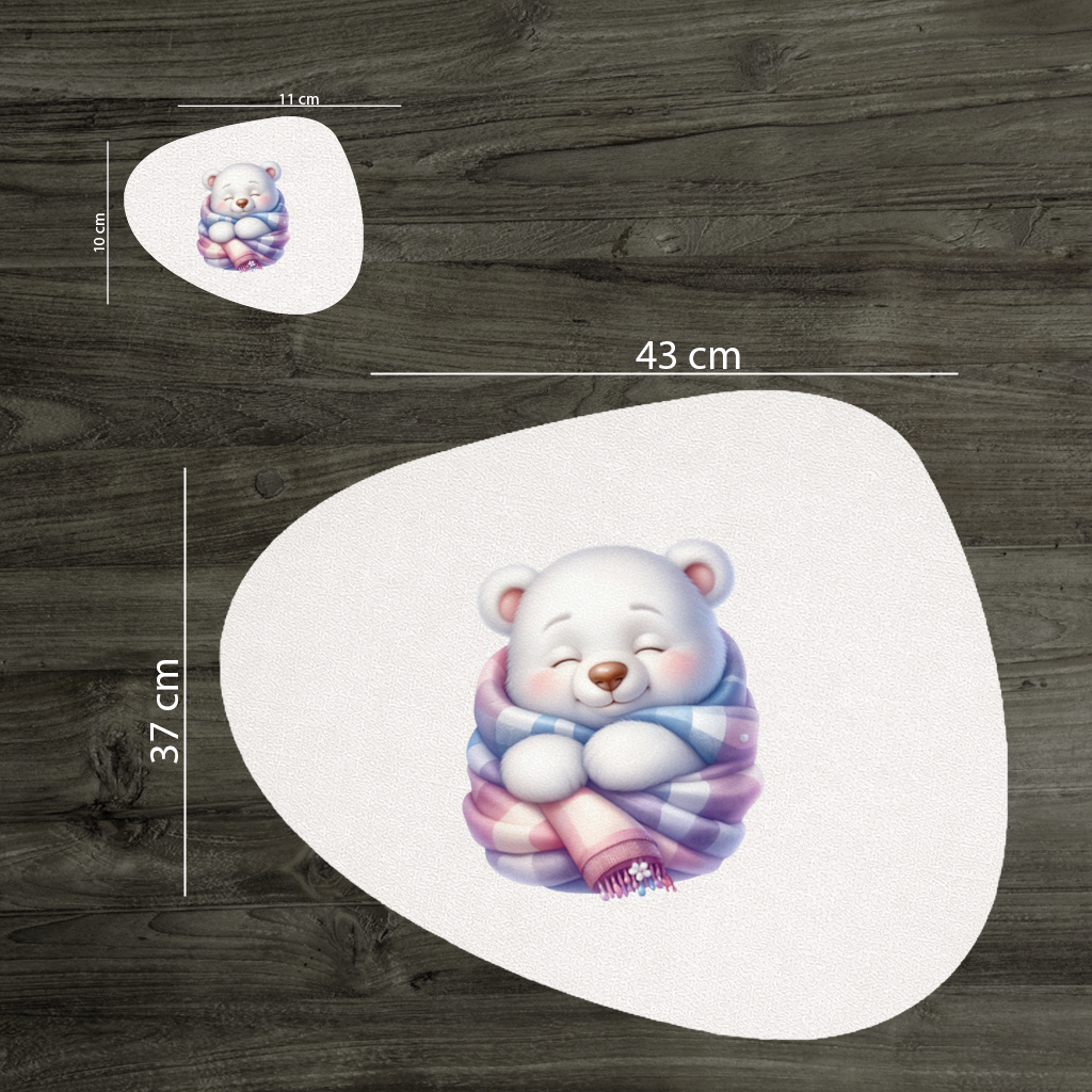 Cozy Sleepy Polar Bear Cub Charger Plate Set 12 Pieces
