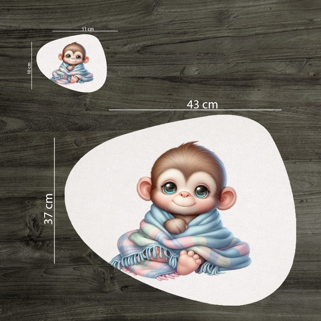 Cute Baby Monkey Wrapped in Blanket Charger Plate Set  12 Pieces