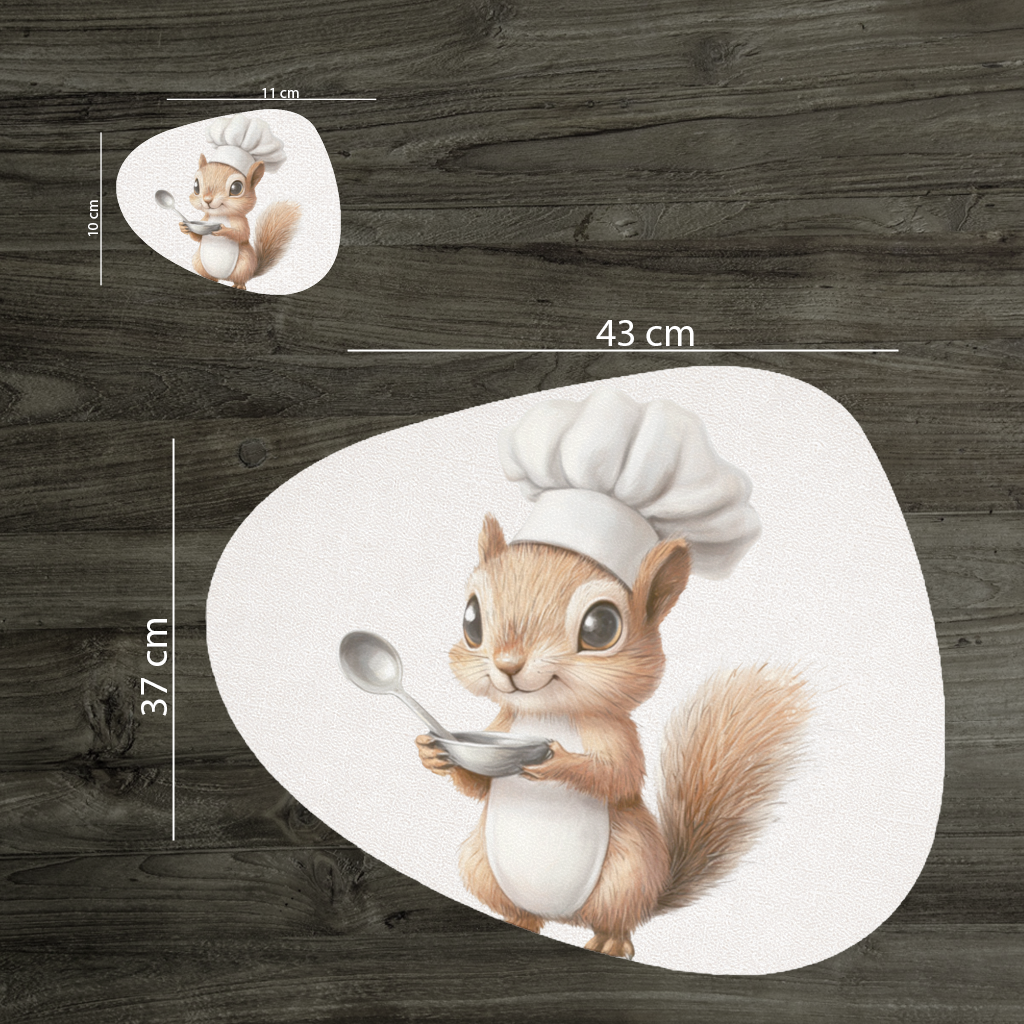 Whimsical Little Chef Squirrel Charger Plate Set  12 Pieces