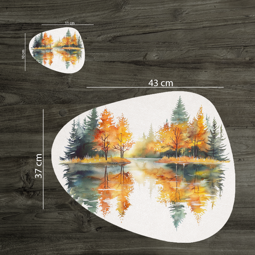 Autumn Forest Lake Reflection Charger Plate Set  12 Pieces