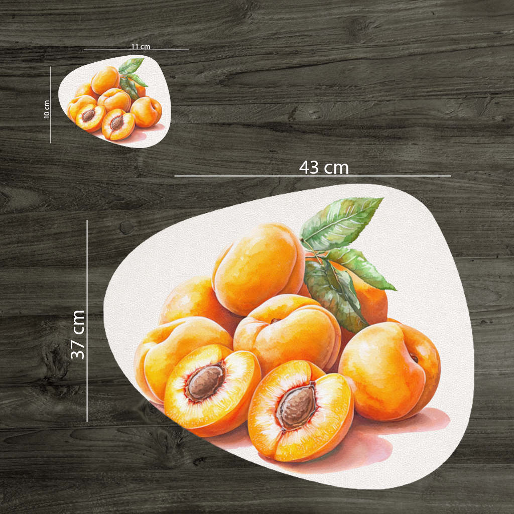 Watercolor Apricot and Leaves Charger Plate Set 12 Pieces