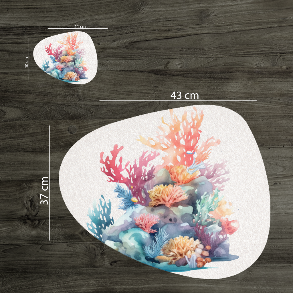 Vibrant Watercolor Coral Reef Scene Charger Plate Set  12 Pieces