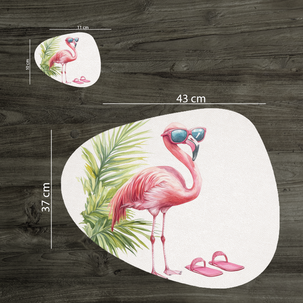 Pink Flamingo with Sunglasses Charger Plate Set  12 Pieces