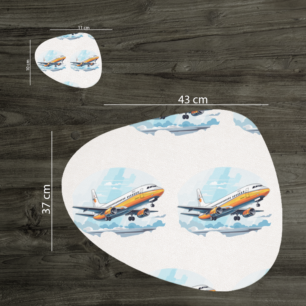 Nostaljik Turuncu Yolcu Uçağı Servis Tabağı Altlığı (12 Adet)