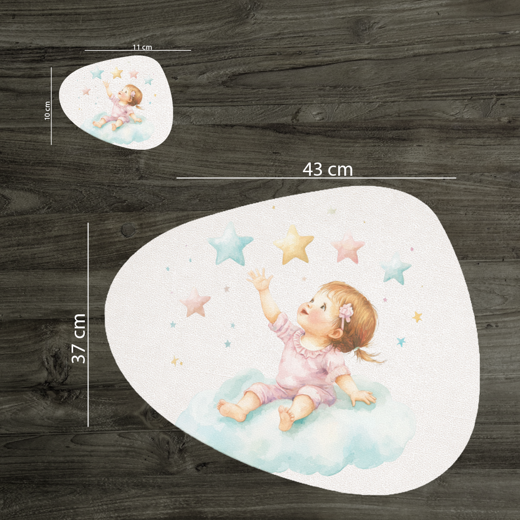 Baby Girl Reaching for Stars on a Cloud Charger Plate Set  12 Pieces