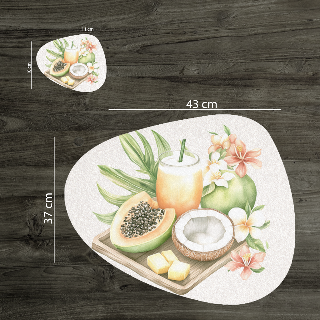 Tropical Papaya and Coconut Juice Charger Plate Set  12 Pieces