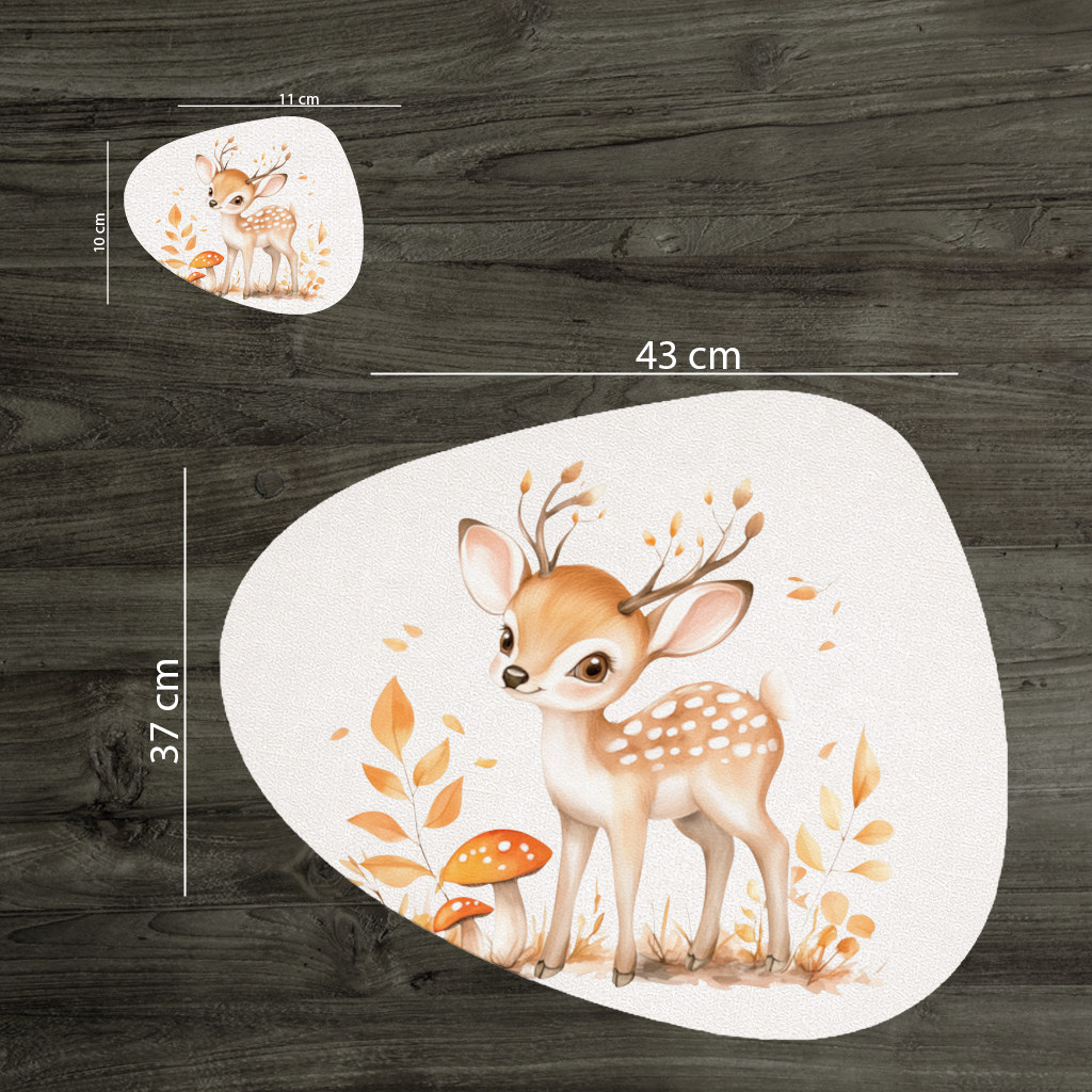 Whimsical Autumn Woodland Fawn Charger Plate Set  12 Pieces