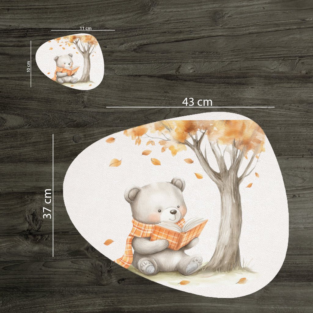 Reading Bear with Orange Scarf Charger Plate Set  12 Pieces