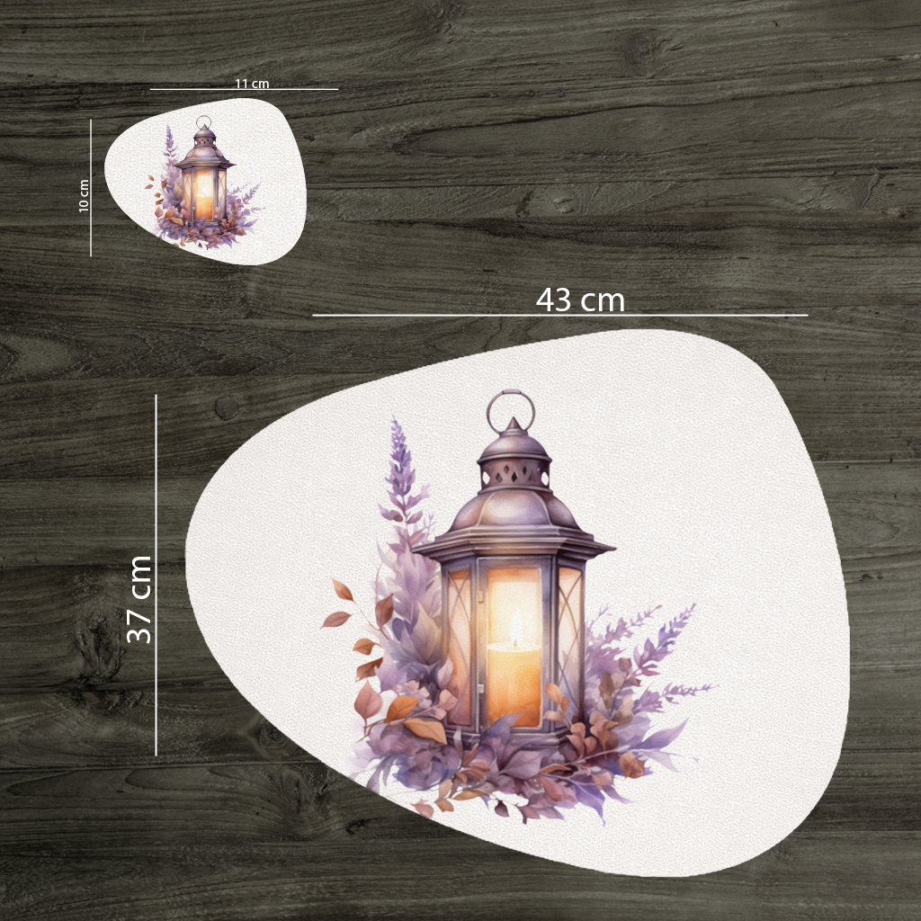 Cottagecore Lavender and Leaves Lantern Charger Plate Set  12 Pieces
