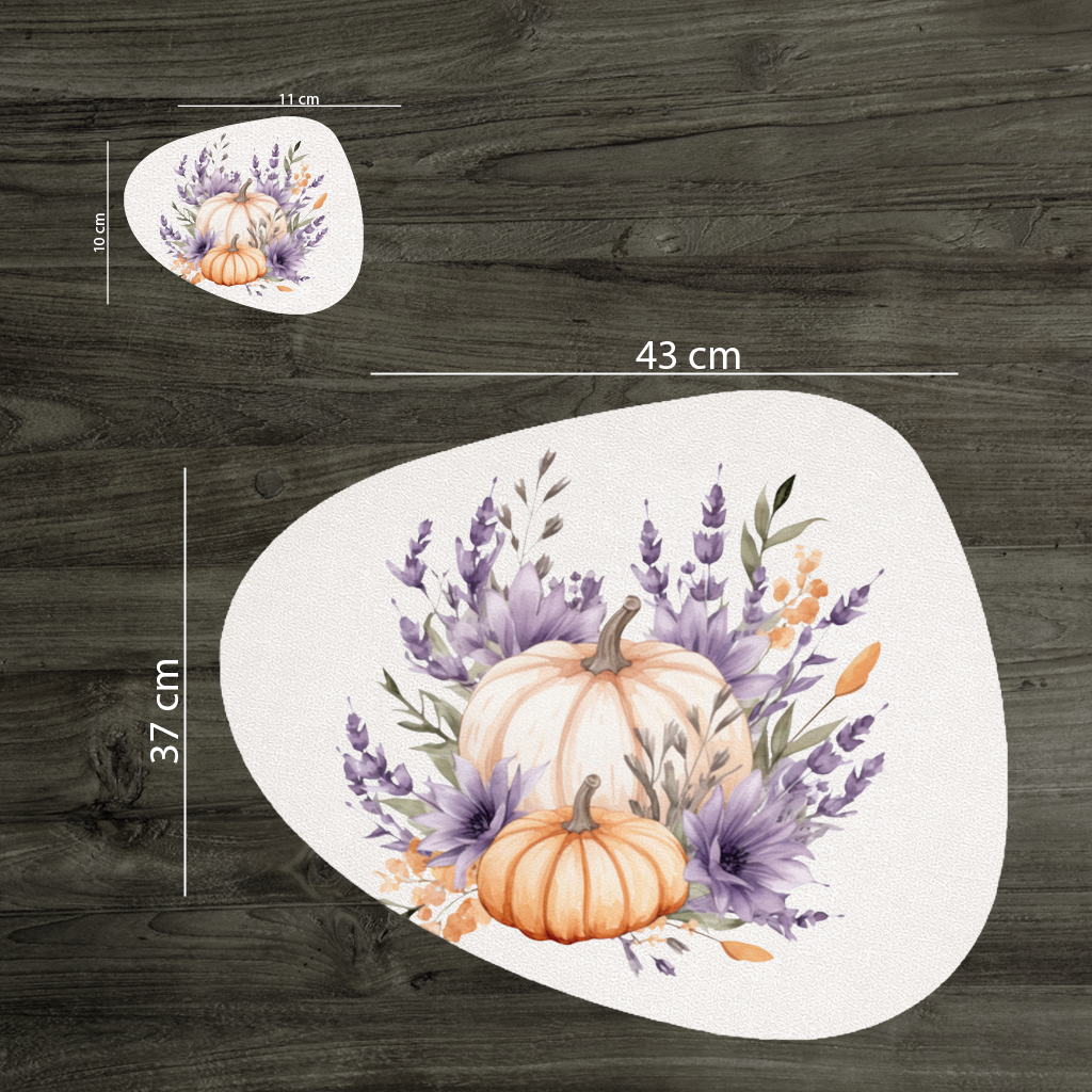 Lavender and Pumpkin Autumn Bouquet Charger Plate Set  12 Pieces