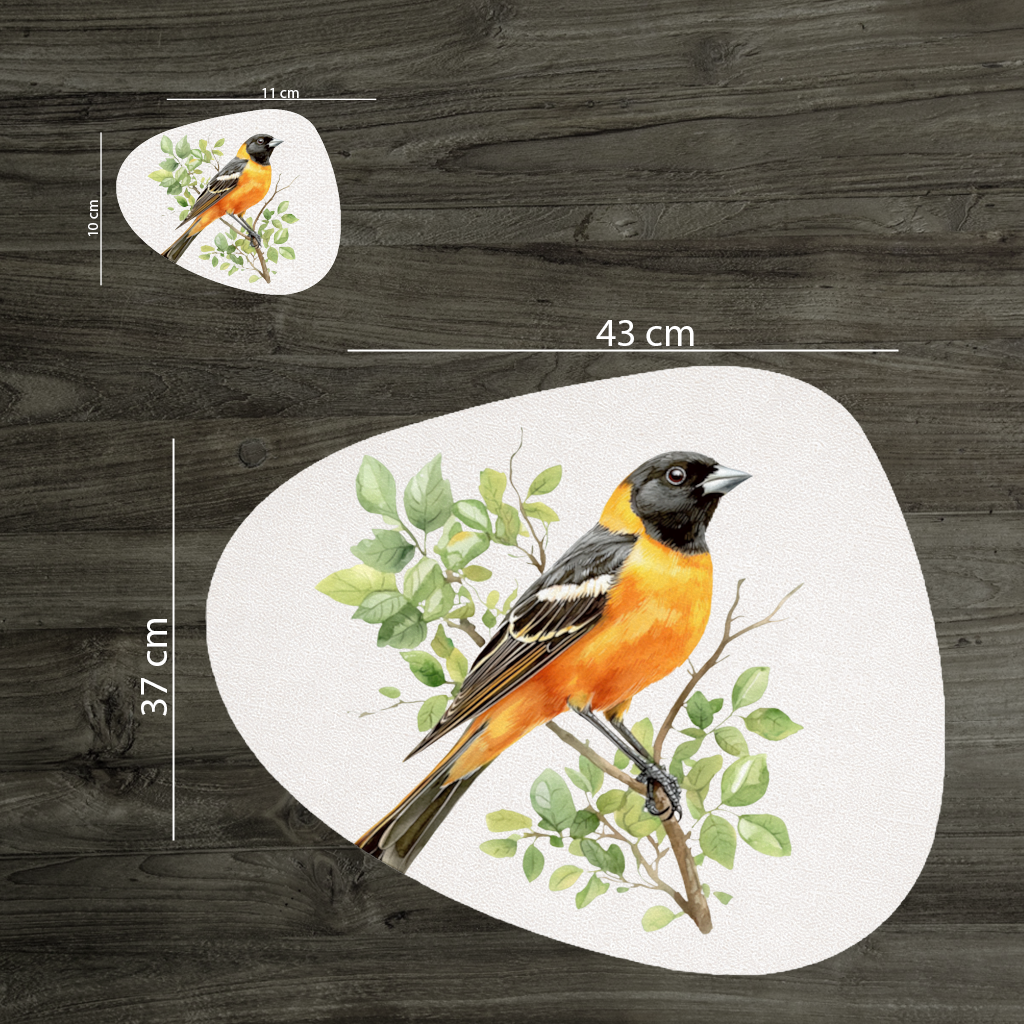 Baltimore Oriole on Branch Charger Plate Set  12 Pieces