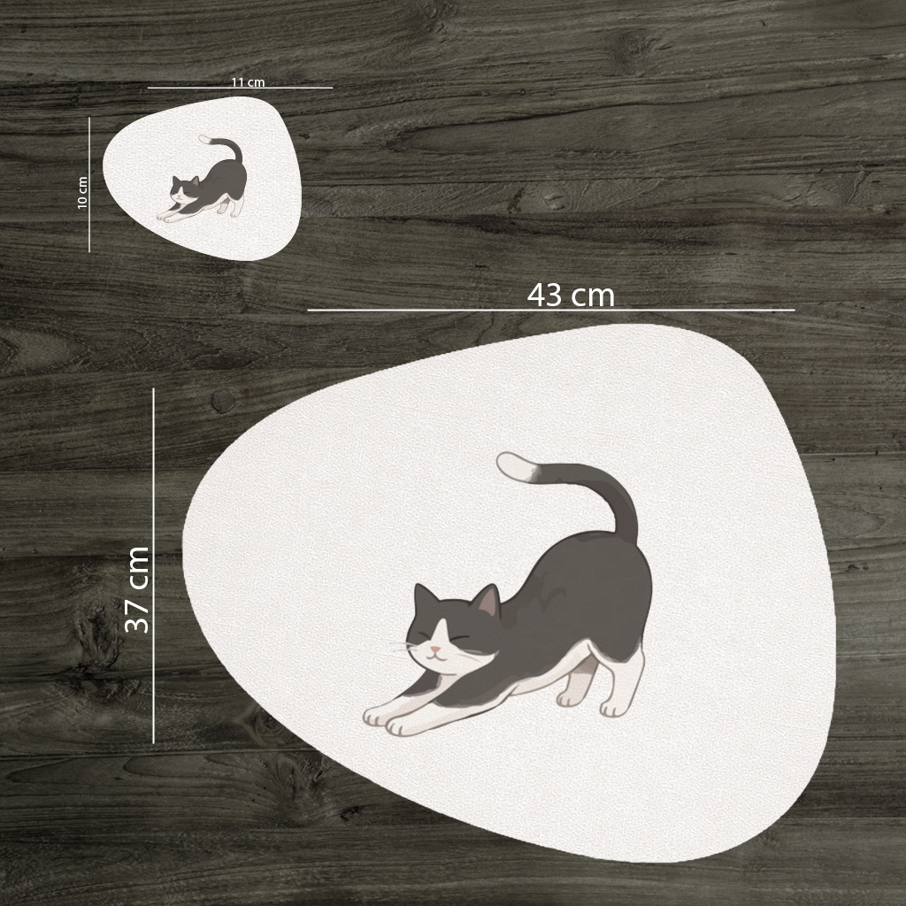 Stretching Tuxedo Cat Charger Plate Set  12 Pieces