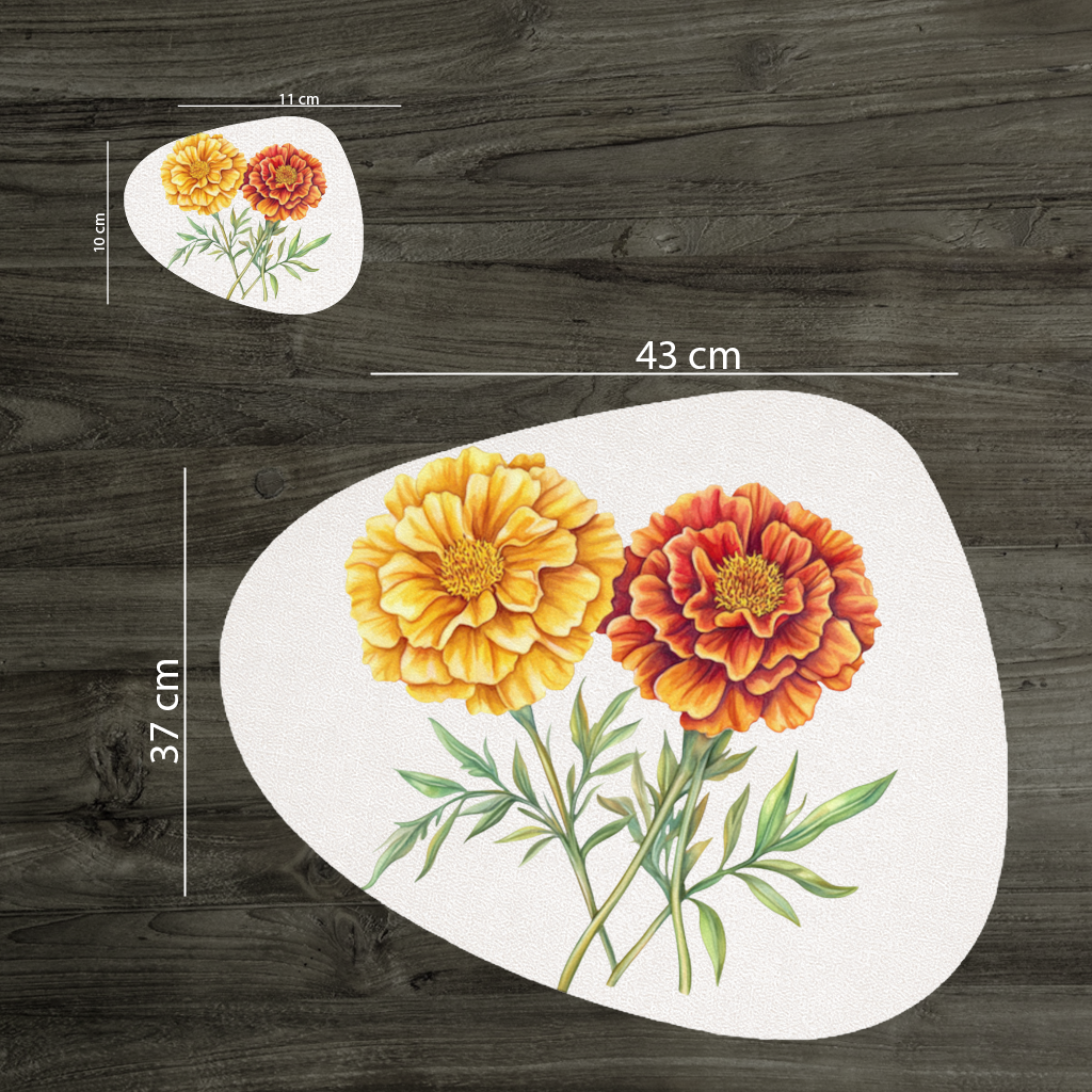 Botanical Yellow Orange Marigold Charger Plate Set  12 Pieces