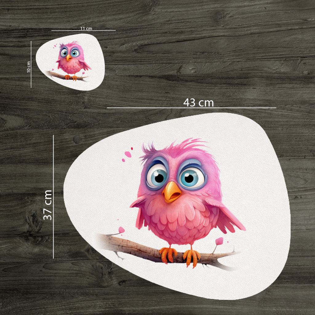 Cute Pink Bird with Large Blue Eyes 