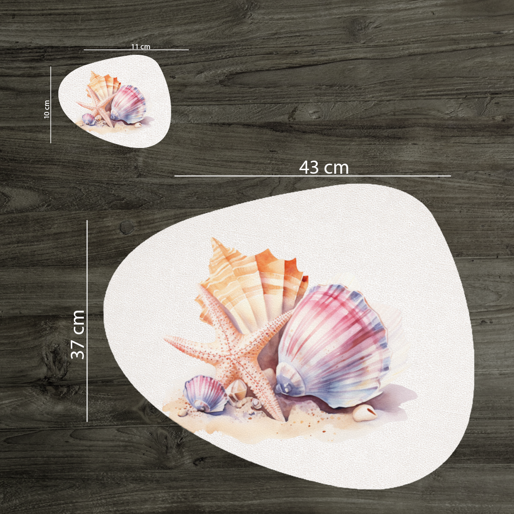 Watercolor Coastal Seashells Charger Plate Set  12 Pieces
