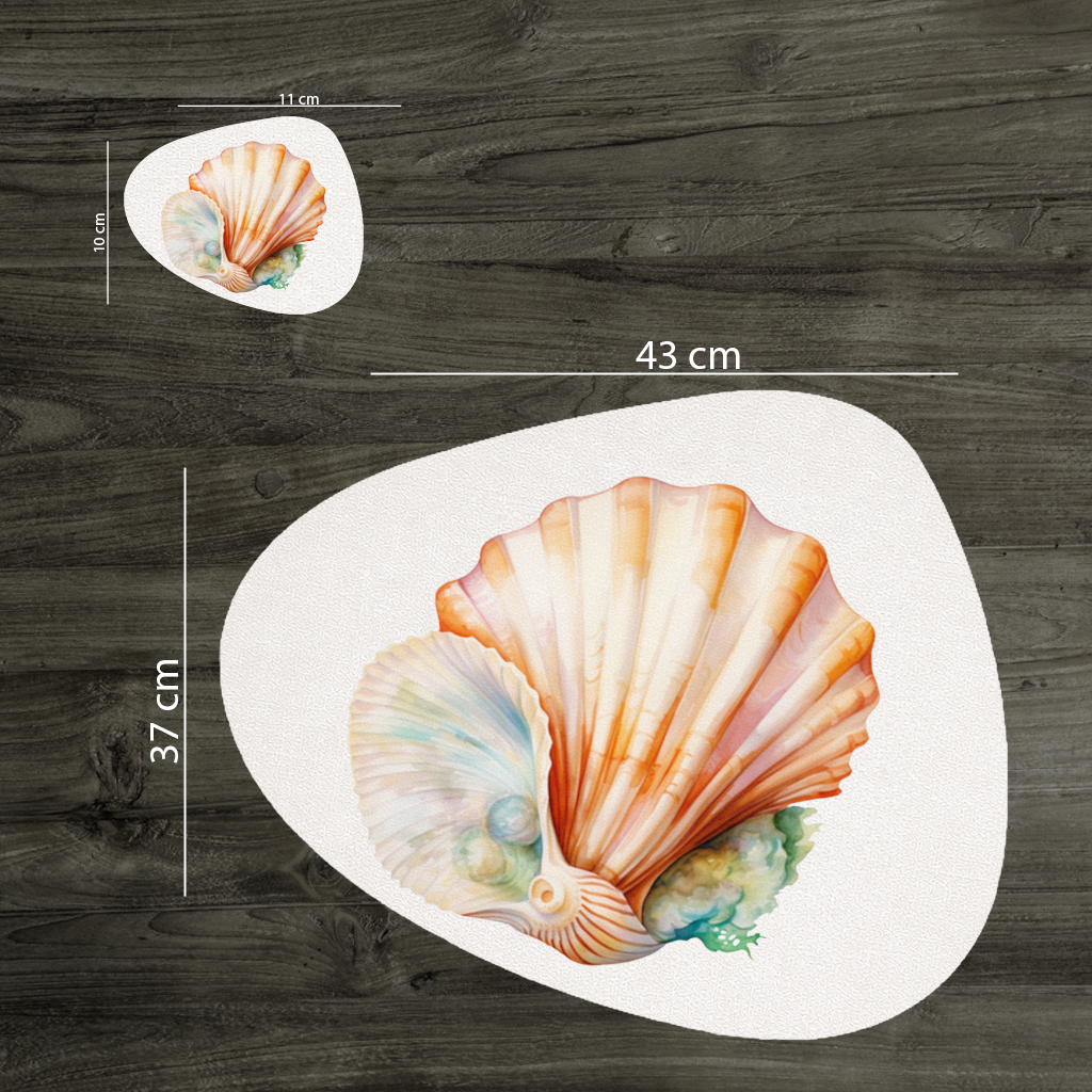 Iridescent Pearls in Orange Scallop Seashell 