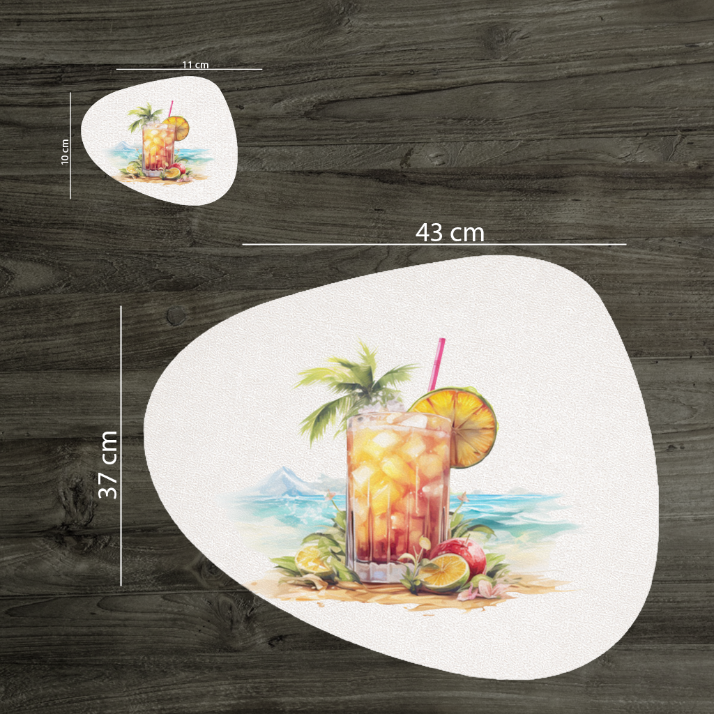 Tropical Island Beach Cocktail with Fruit 