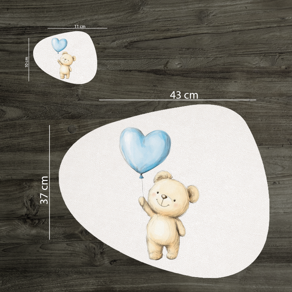 Cute Teddy Bear with Blue Heart Balloon 