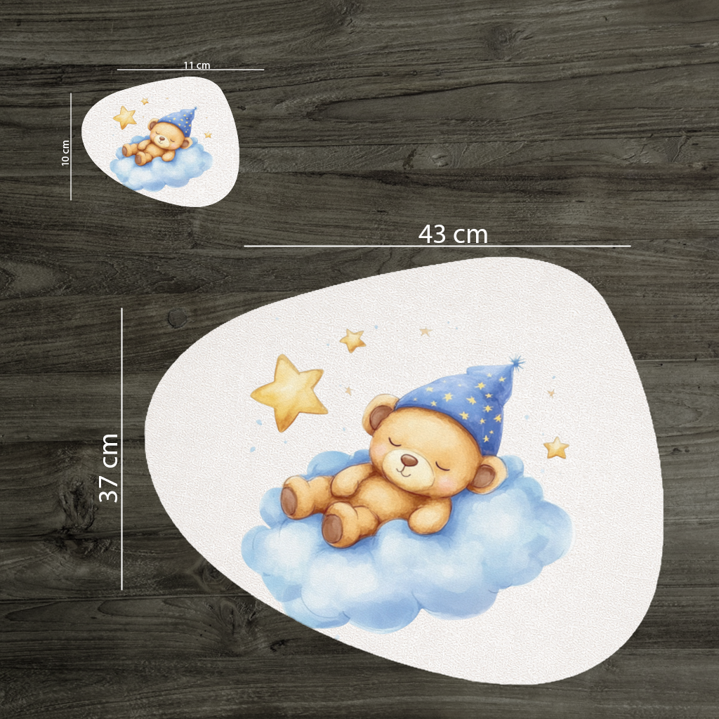 Sleeping Teddy Bear on a Cloud Charger Plate Set  12 Pieces