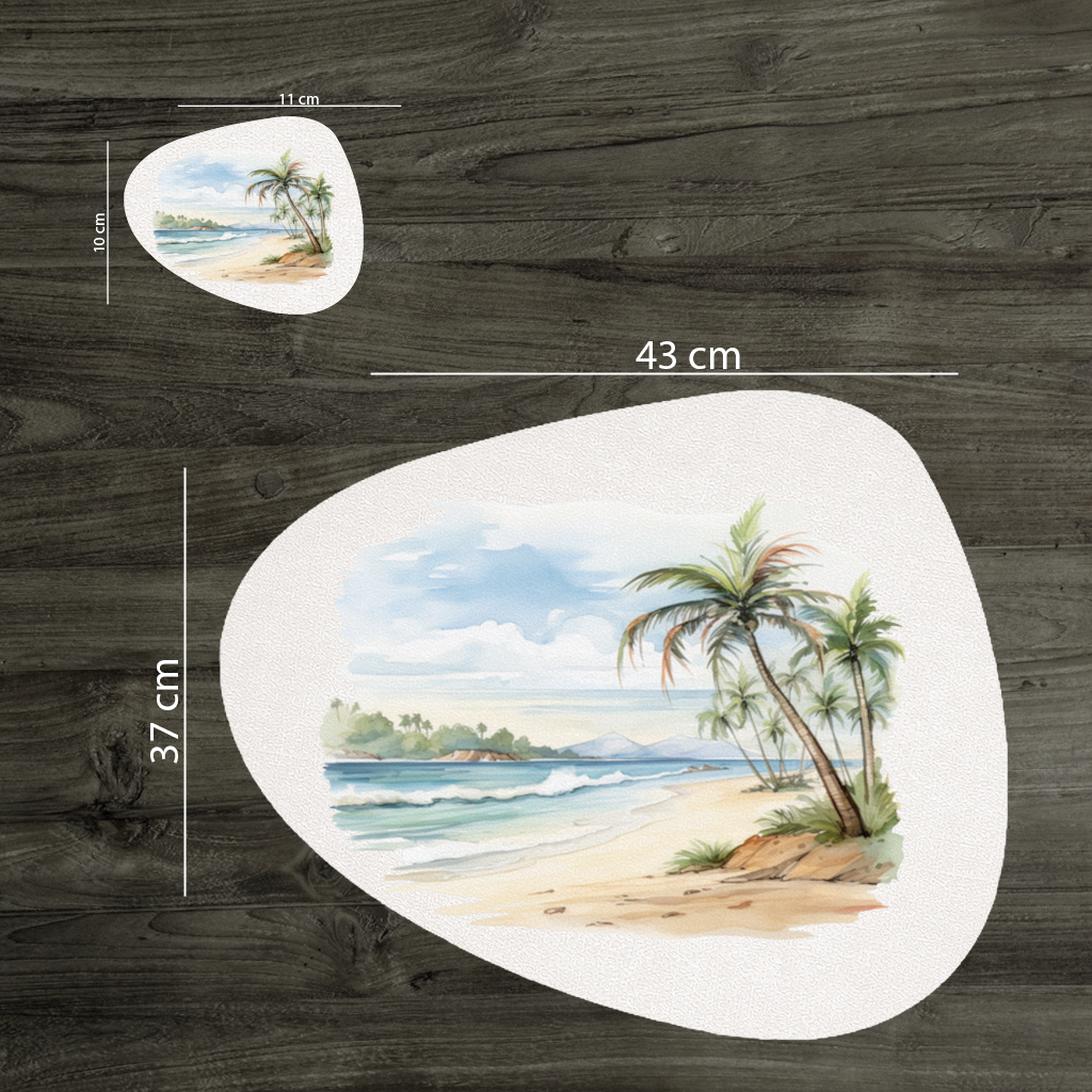 Tropical Palm Tree Beach Charger Plate Set  12 Pieces