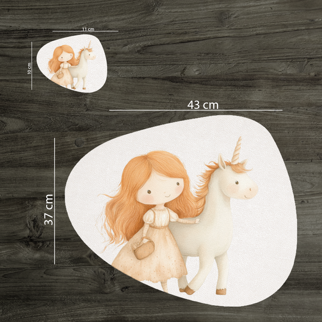 Ginger Girl with Whimsical White Unicorn 
