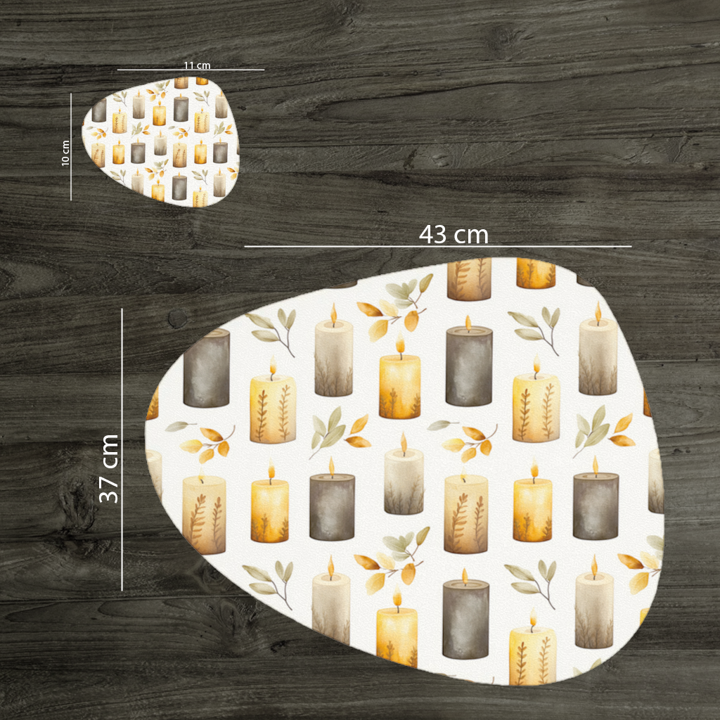 Warm Neutral Autumn Candles and Leaves 