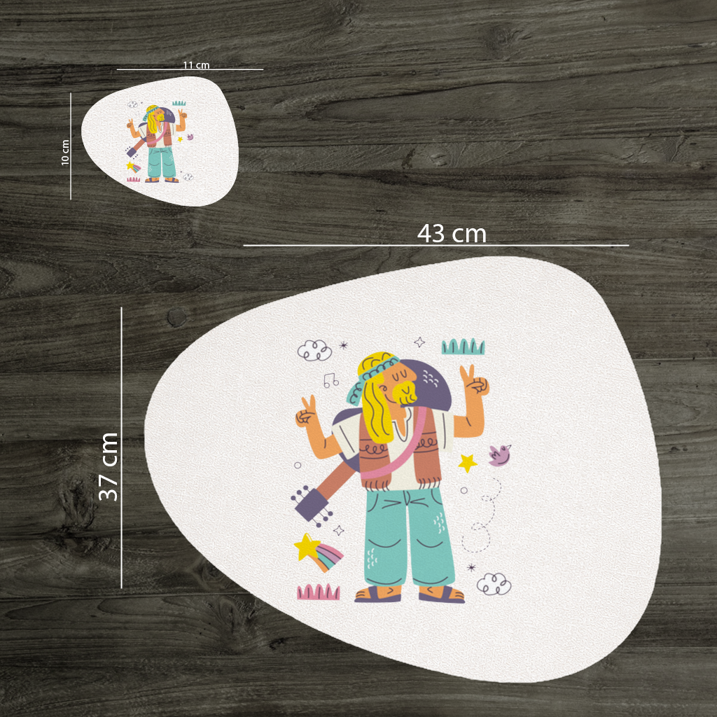 Retro Hippie Character Charger Plate Set  12 Pieces