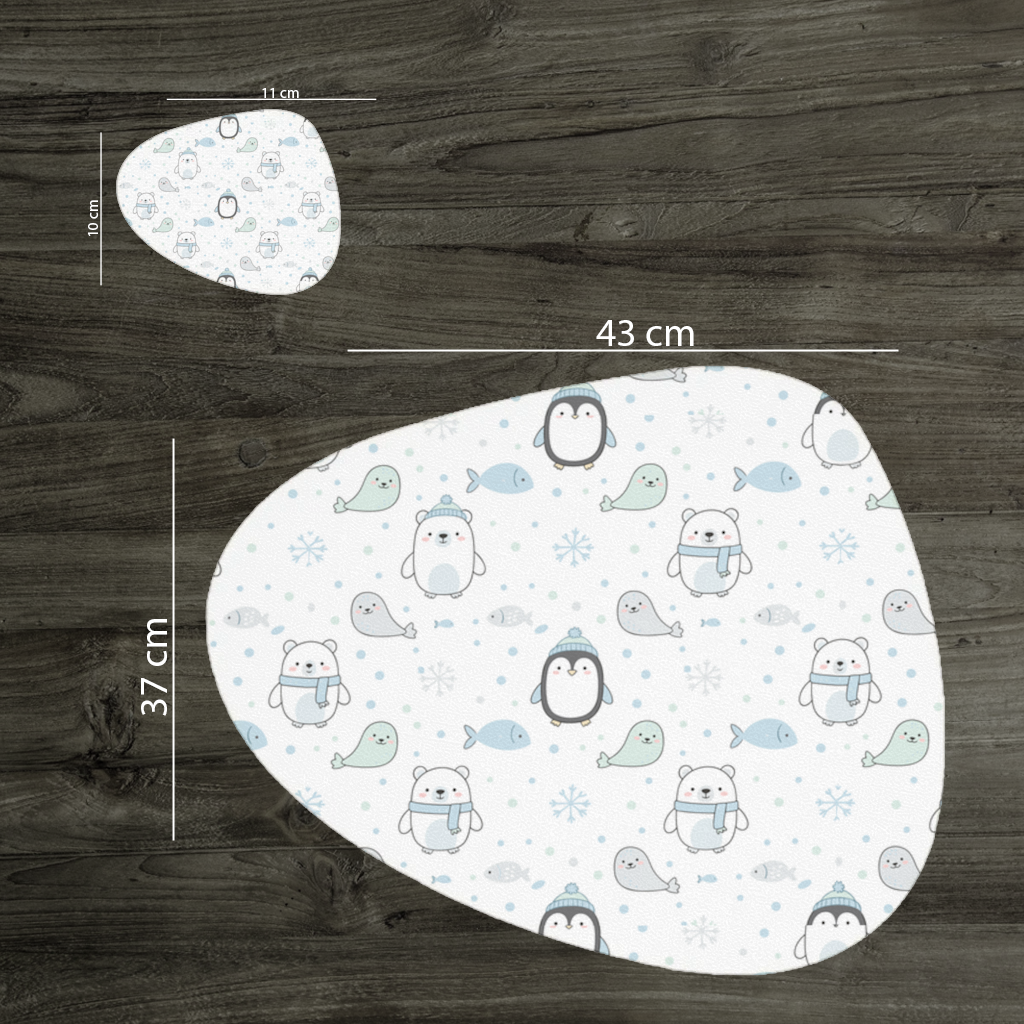 Cute Arctic Animals Winter Pattern Charger Plate Set 12 Pieces