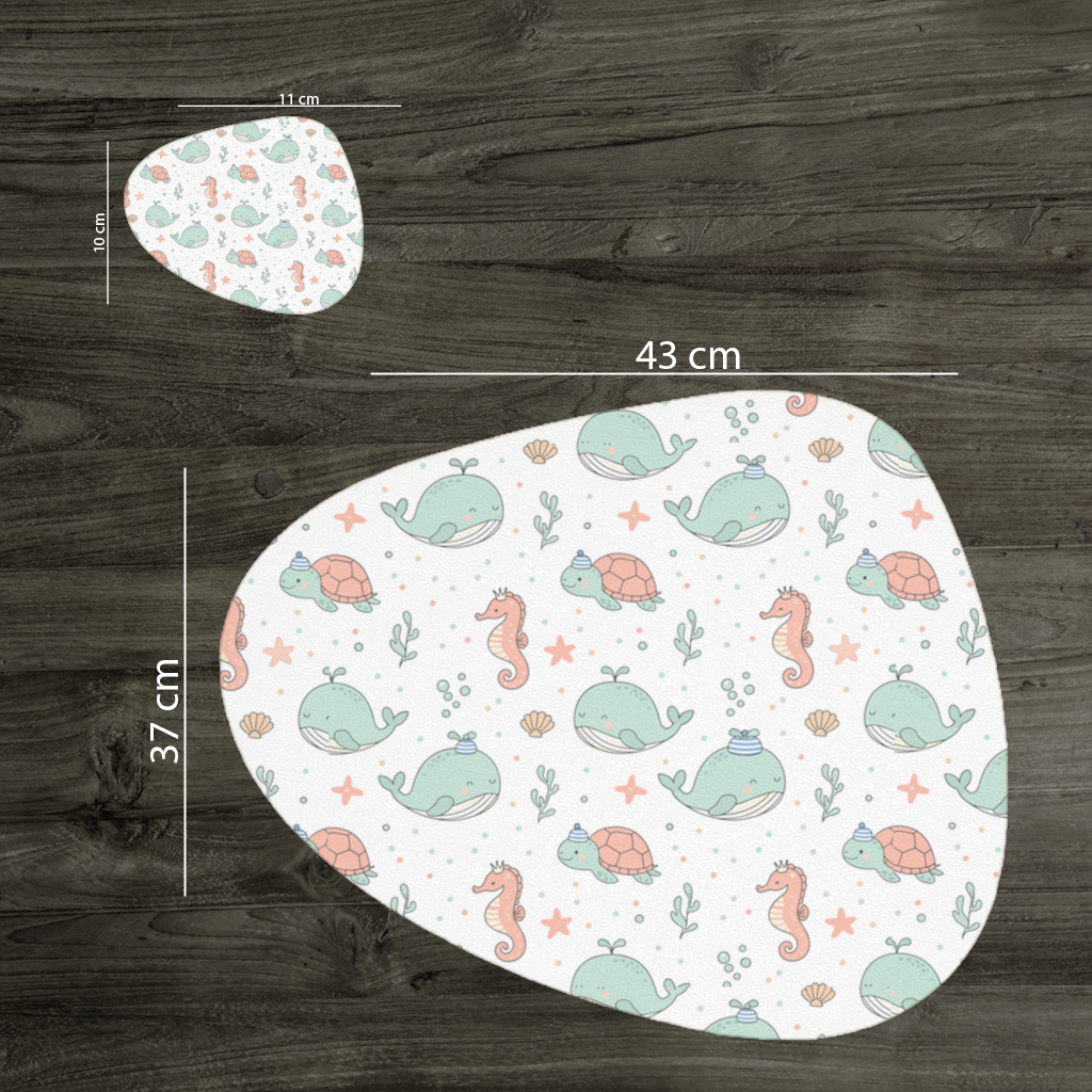 Cute Sea Animals Pattern Charger Plate Set  12 Pieces