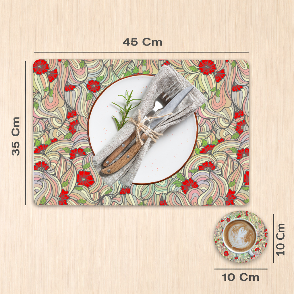 Floral Retro Wavy Pattern Charger Plate Set  12 Pieces