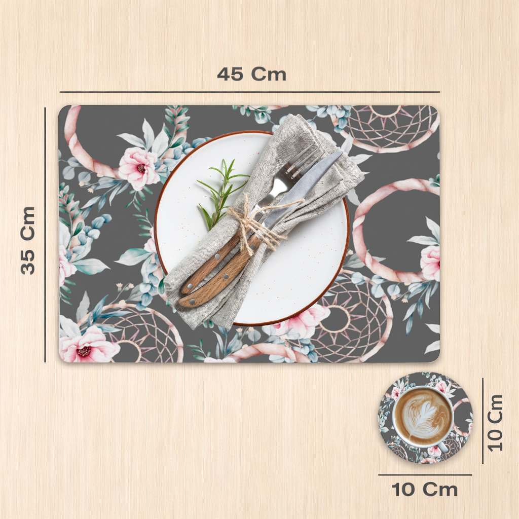 Boho Floral Dreamcatcher Pattern Charger Plate Set  12 Pieces